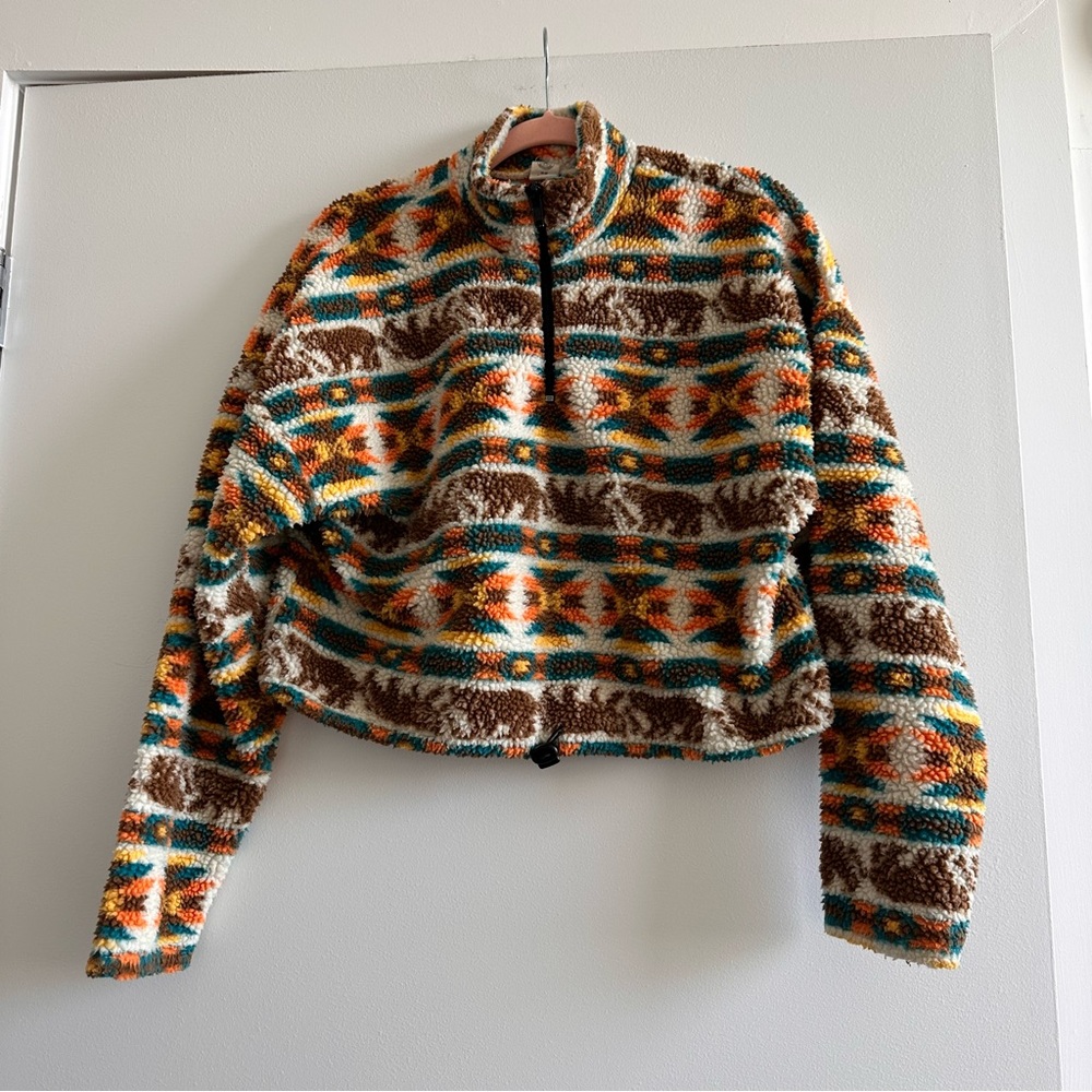 Urban Outfitters Multicolor Cropped Fleece Jacket